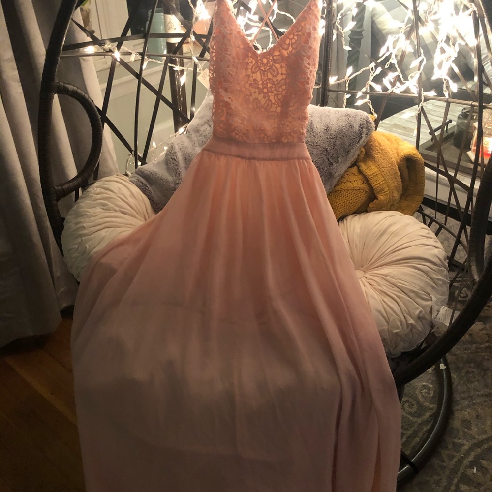 Light pink maxi dress with open back